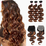 Tissage Body Wave Mèches Marron avec Closure – Cheveux Brésiliens