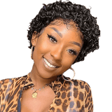 Perruque Bob Courte Bouclée avec Baby Hair