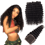 Tissage Brésilien Bouclé Deep Wave (3 Paquets + Closure)