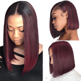 Perruque Bordeaux Lisse en Cheveux Naturels