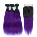 Tissage Violet Naturel (3 Paquets + Closure)