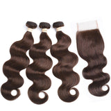 Tissage Brésilien Body Wave Chocolat Avec Top Closure
