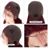 Perruque Bordeaux Lisse en Cheveux Naturels