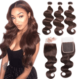 Tissage Brésilien Body Wave Chocolat Avec Top Closure