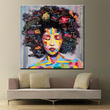 Tableau Femme afro Graffitis