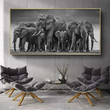 tableau éléphant noir et blanc