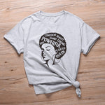 t-shirt femme afro powerful gris