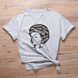 t-shirt femme afro powerful gris