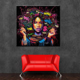 tableau femme multicolore