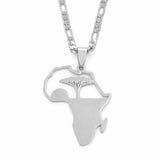 collier continent africain argent