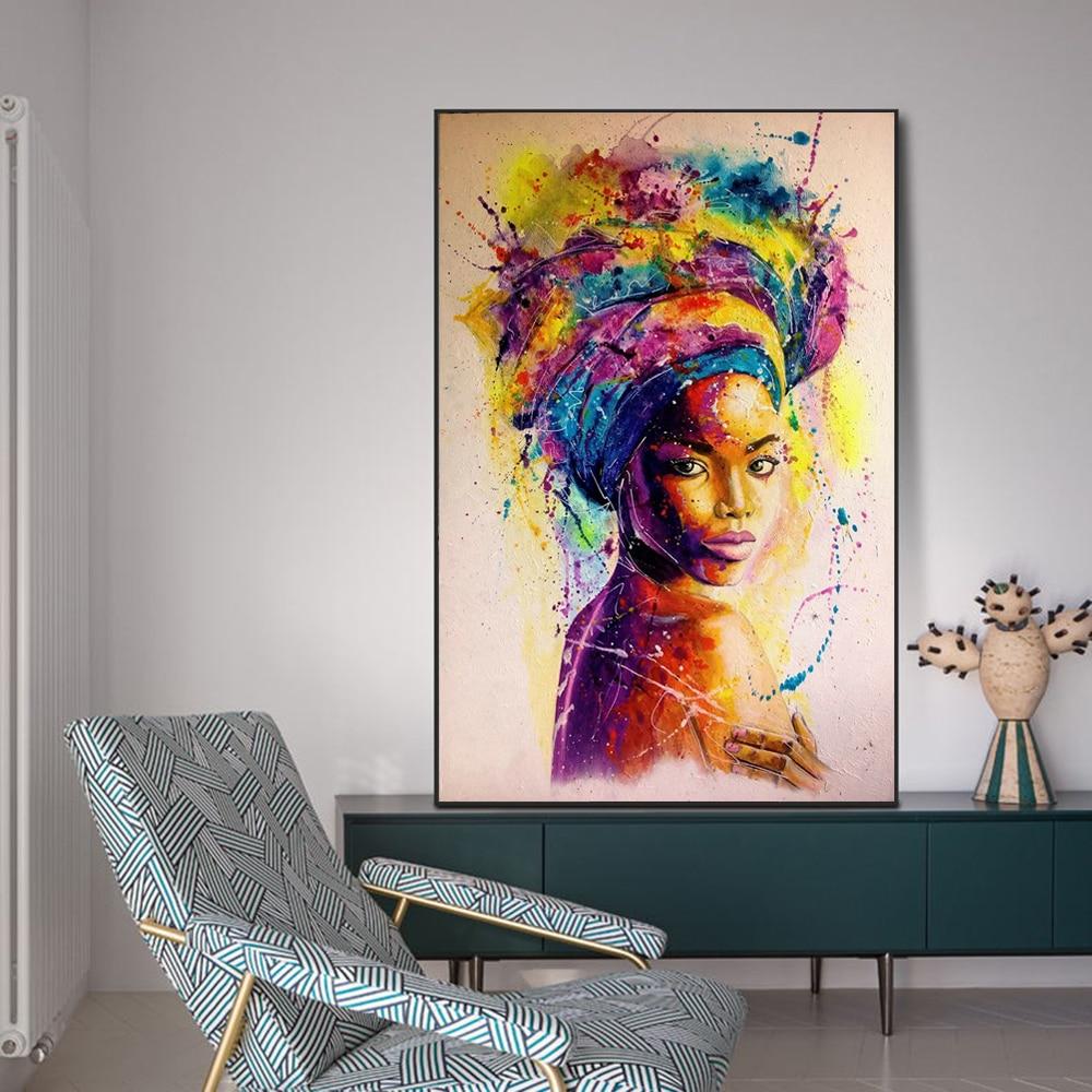 Tableau Africain Femme Multicolore