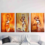Tableau africain femme villageoise