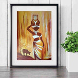 Tableau femme africaine avec jarre sur la tête
