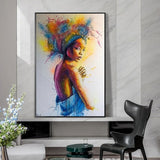 tableau femme multicolore