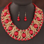 Collier perles africaines rouge