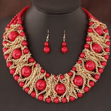 Collier perles africaines rouge