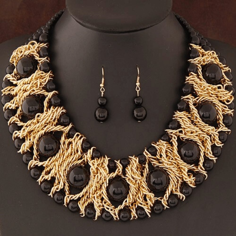 Collier africain perles Noire