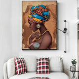 Tableau femme Africaine en foulard Wax