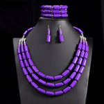 Collier africain perles Violet