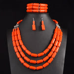 Collier Africain orange en perle