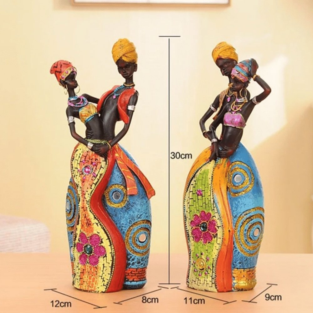 Mesure figurines africaines en résine de couple