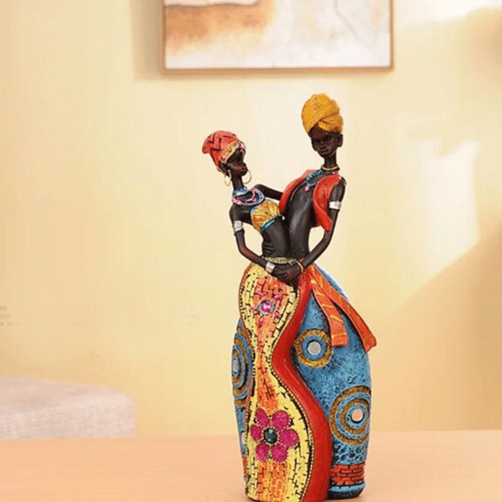 Statuette couple africain