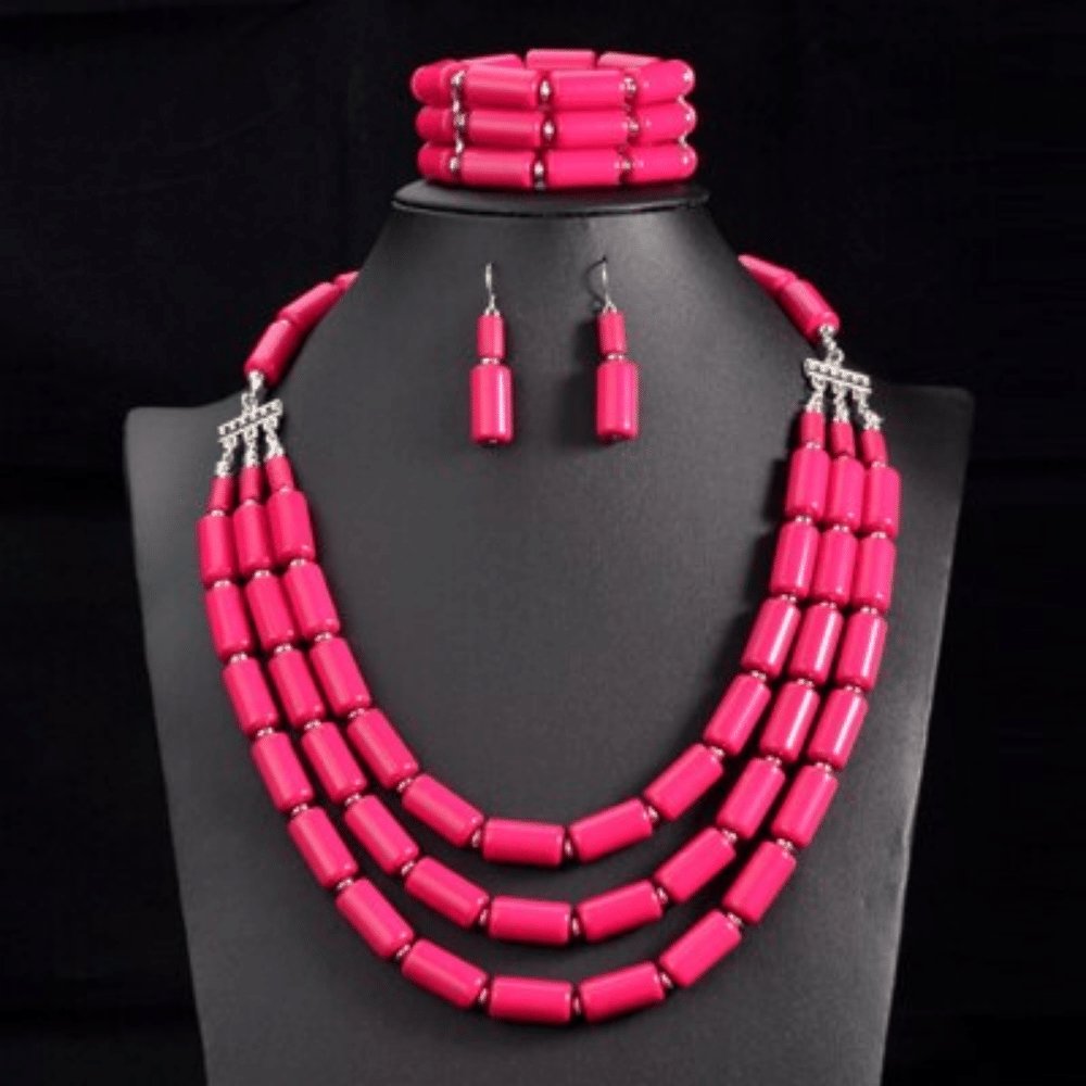 Colliers Africain rose en perles