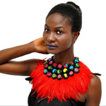 collier africain plume