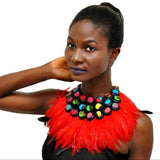 collier africain plume