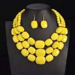 Collier Africain Perles en verre jaune