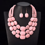 Collier Africain Perles roses