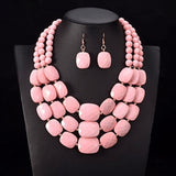 Collier Africain Perles roses
