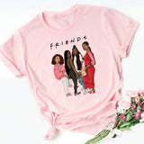 T-shirt rose friends afro