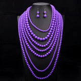 Ensemble de collier africain en perles violets