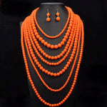 Ensemble de perles africain collier orange