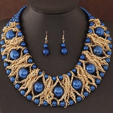 Collier Africain Perles Bleu