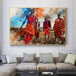 Tableau peinture Africain village