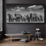 tableau éléphant noir et blanc