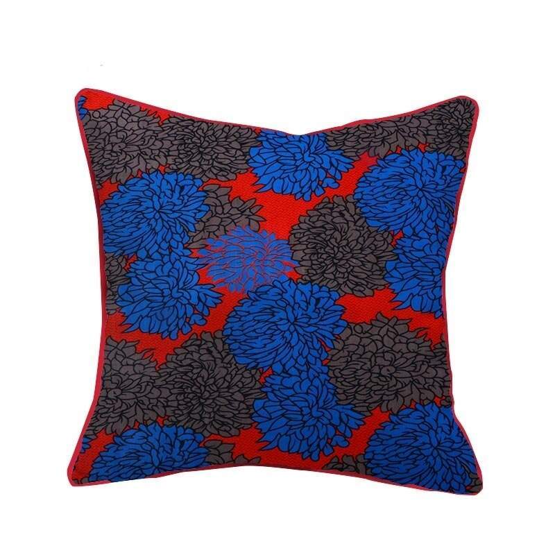 coussin wax feuille bleue