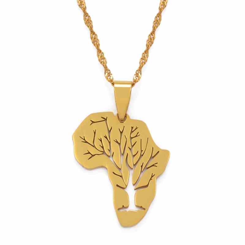 Collier pendentif afrique or