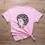 t-shirt femme afro powerful rose
