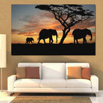 tableau africain avec éléphant