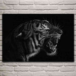 tableau tigre noir et blanc