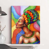 tableau femme multicolore