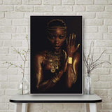 tableau africain noir et or